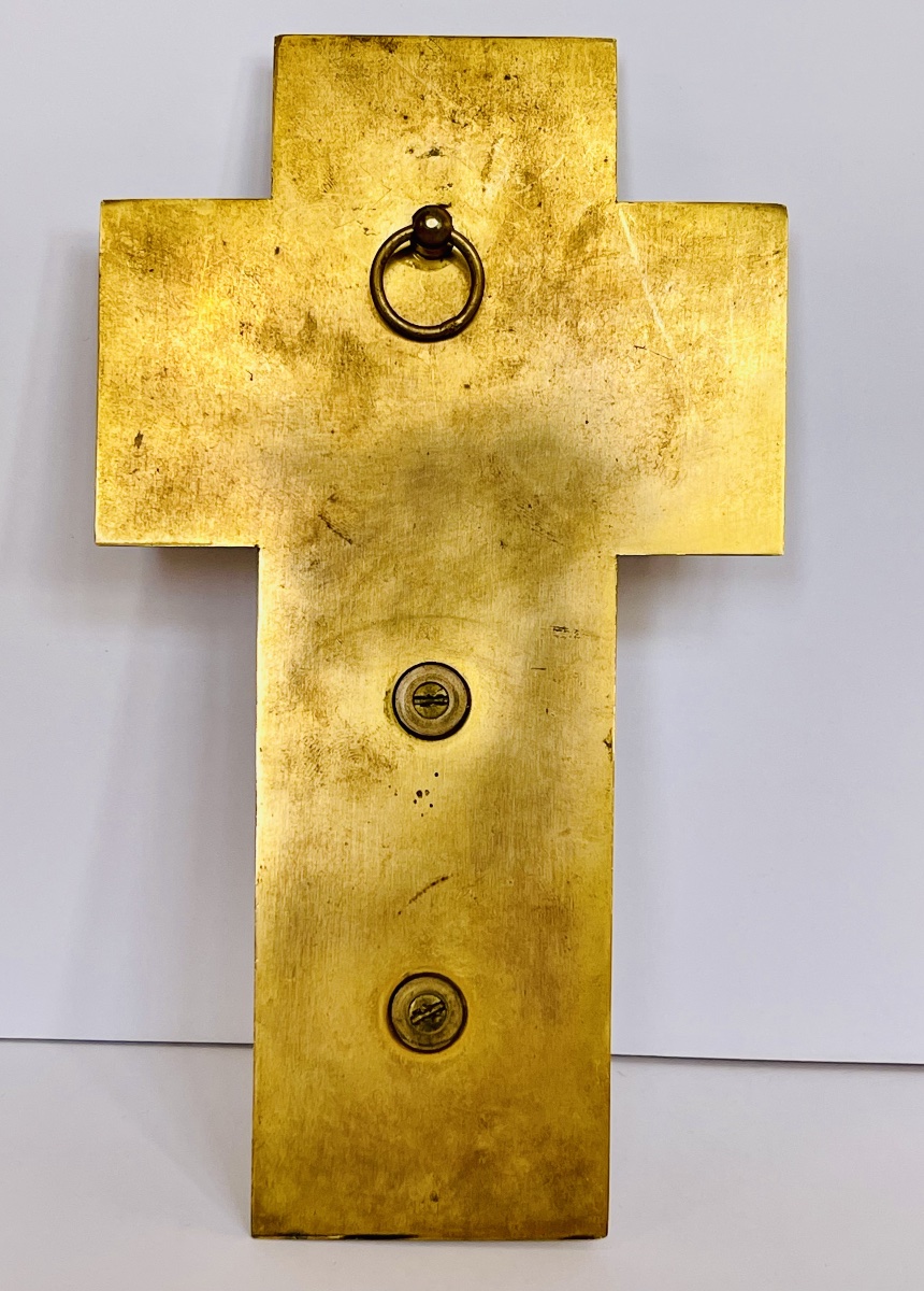 Bronze Cloisonné, Onyx, And Brass Holy Water Font -photo-3